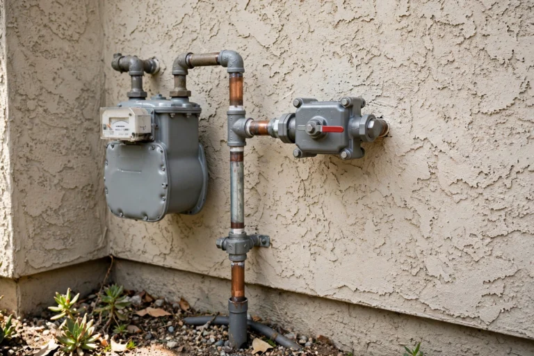 Earthquake gas shut-off valve installed on home gas meter in California
