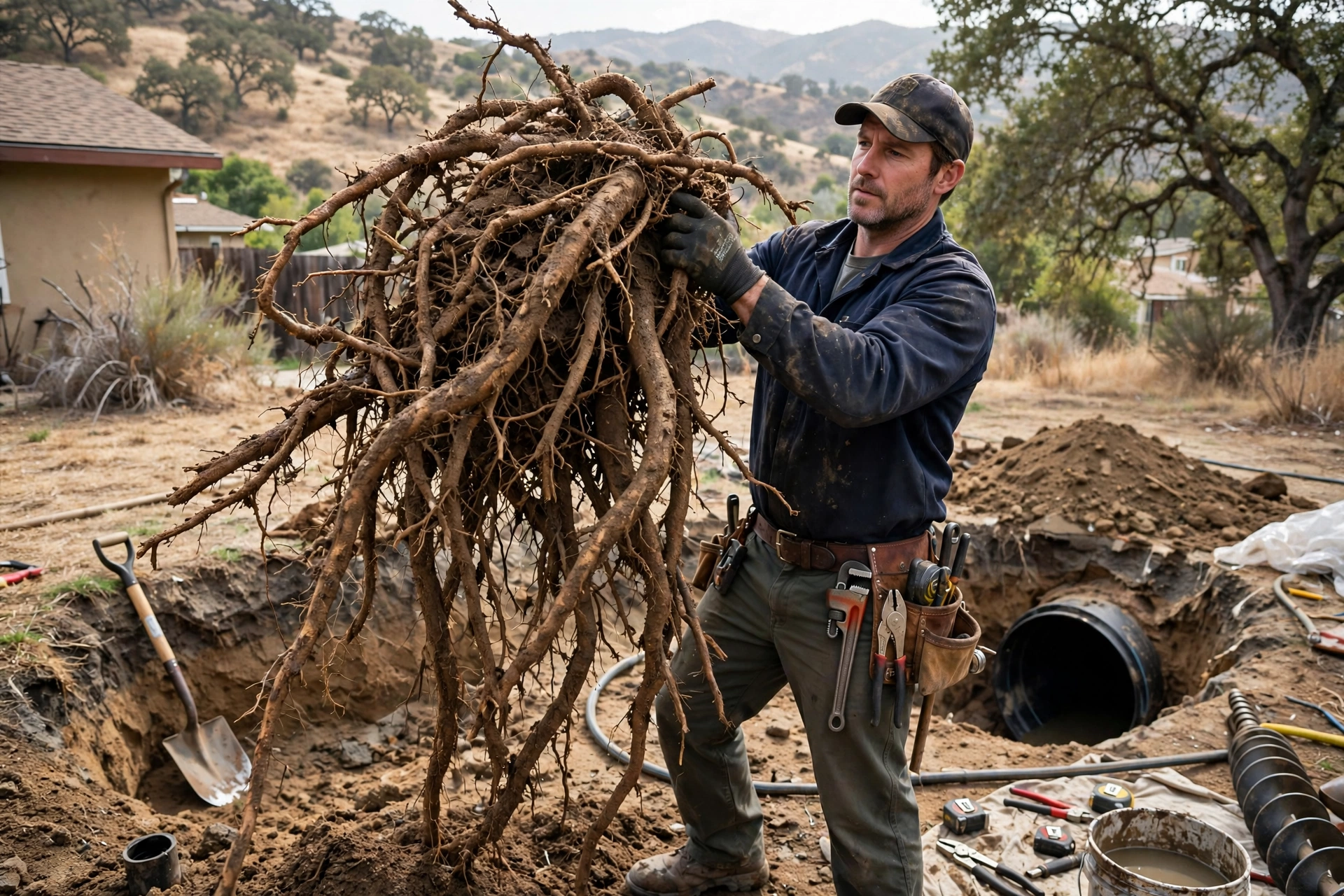 Why Do Foothill Homes Get So Many Sewer Backups? Tree Roots Explained